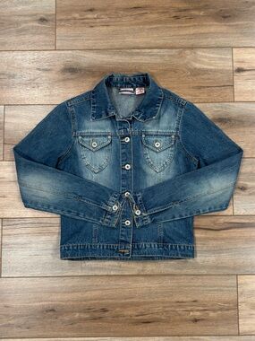 PERISCOPE Vintage 2000s Y2k Grunge Faded 100% Cotton Jean Jacket | Size Medium